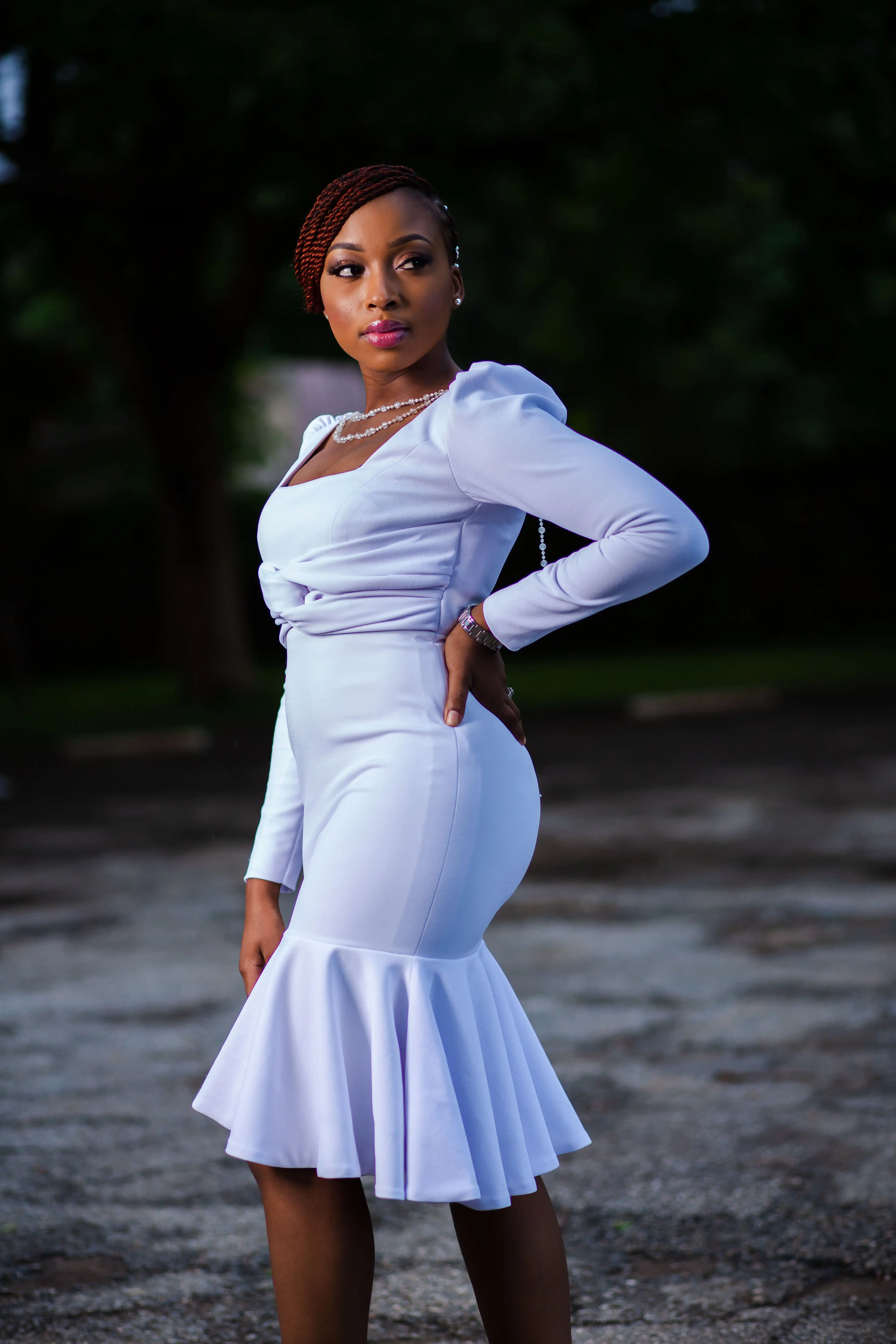 Hartbrooks refined white couture dress