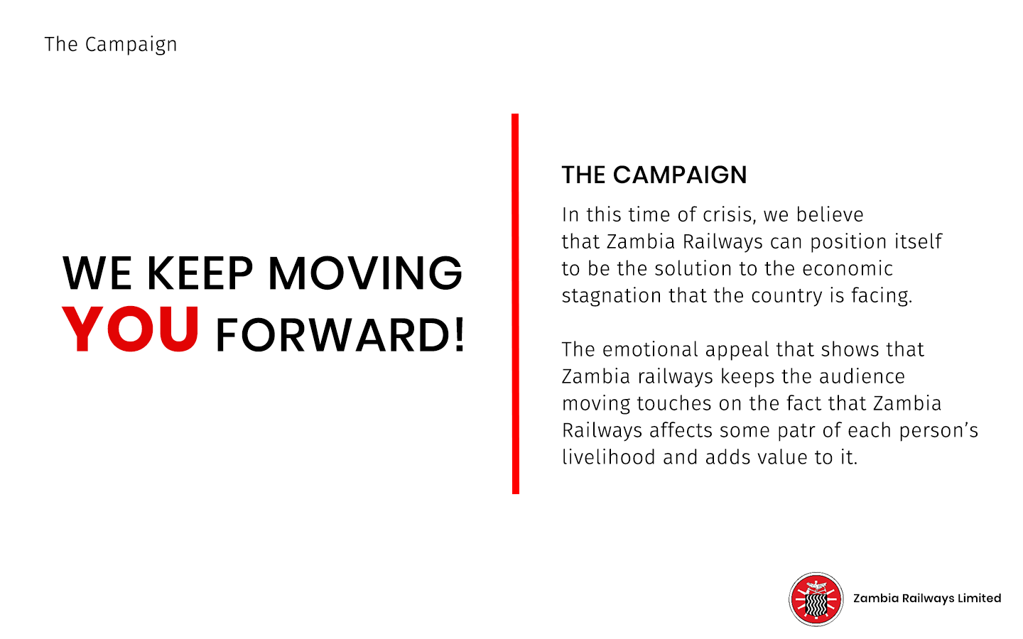 Zambia Railways We Keep Moving You Forward campaign rationale